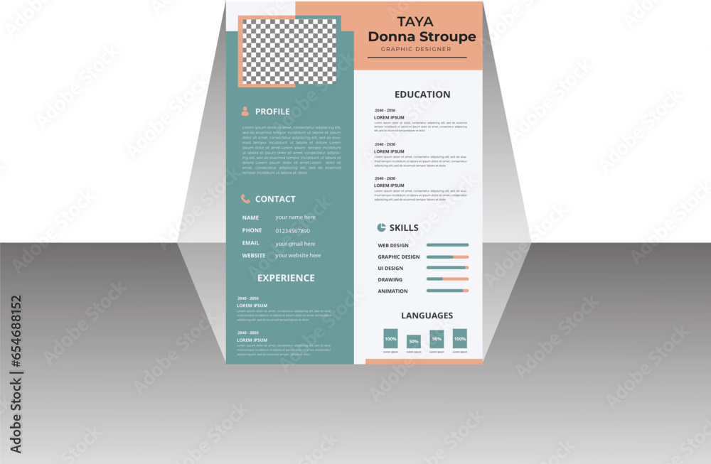 Vector professional cv resume template design Stock Vector | Adobe Stock