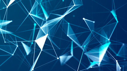 Poster - Polygonal background with dots and lines. Network connection structure. Science and technology. 3d
