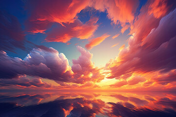Wall Mural - Dramatic sunset with vibrant clouds, creating an epic skyscape