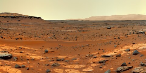Wall Mural - ai generated. ai generative. nature outdoor martian planet surface landscape background. red galaxy 