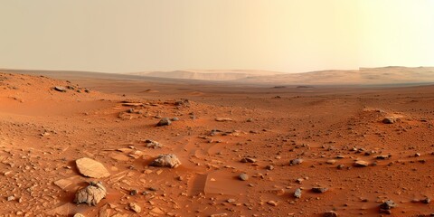 Wall Mural - ai generated. ai generative. nature outdoor martian planet surface landscape background. red galaxy 
