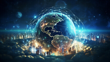 Wall Mural - earth and globe of the global network