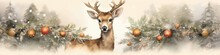 Christmas Card With A Cute Deer. Generated AI