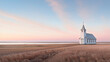 Ellis County KS USA A Lone Church at Dusk in the Wind