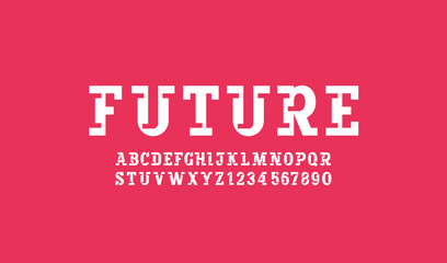 Aufkleber - Slab serif font alphabet, cutting letters from A - Z and numbers from 0 - 9, vector illustration 10EPS