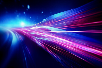 Poster - abstract background with blue and purple lines and bokeh effect