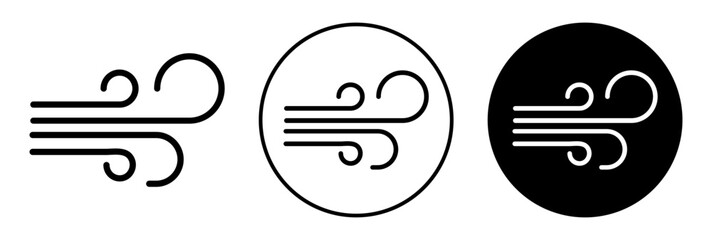 Fototapete - Wind icon. Heavy wind flowing climate or weather symbol set. Windy storm wave vector. Fresh air blowing cyclone line sign. Wind energy logo.