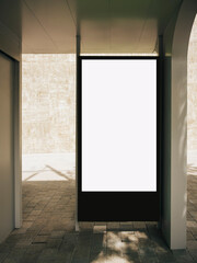 Wall Mural - Blank white banner Mock up Media Advertisement in Public building 