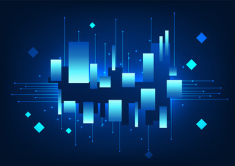 Poster - abstract technology background square geometric shapes overlapped on top of each other along with co