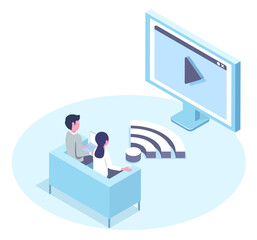 Wall Mural - isometric illustration of wireless network concept	
