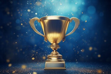 Wall Mural - champion award gold cup on the blue background.