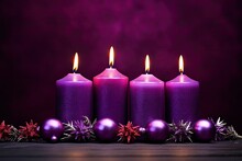 Four mysterious purple lights on the Advent candles