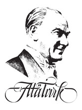 Mustafa Kemal Atatürk Portrait, Vector Design, Founder And First President Of The Republic Of Turkey