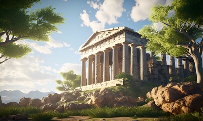 Wall Mural - ancient greek architecture buildings art, ai generative