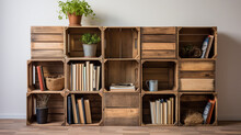 Functional Wooden Crates For Organize Books And Accessories Or Household Items