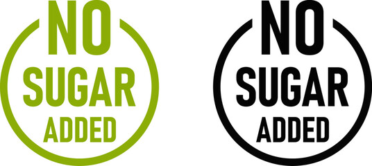 Poster - No Sugar Added Sugar-Free Round Info Label Stamp Icon Set. Vector Image.