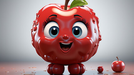 Sticker - 3d red apple HD 8K wallpaper Stock Photographic Image