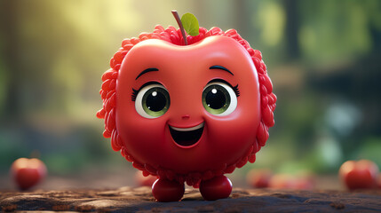 Poster - red apple with a smile HD 8K wallpaper Stock Photographic Image