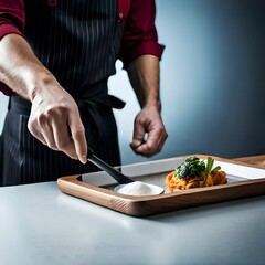 Wall Mural - chef preparing dinner generated by AI