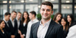 © PNG&Background Image - A successful team leader standing in front of the team, businessman, smiling, professional team concept