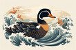 Japanese style design vector, vector design of a duck
