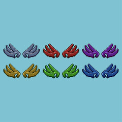 Poster - Pixel art sets of wings with variation color item asset simple bits of wings for character on pixelated style 8bits perfect for game asset or design asset element for your game design asset
