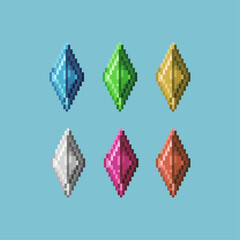 Fototapete - Pixel art sets of crystal with variation color item asset. Simple bits of crystal on pixelated style. 8bits perfect for game asset or design asset element for your game design asset