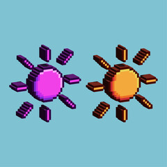 Poster - Isometric Pixel art 3d of sun for items asset. Sun on pixelated style.8bits perfect for game asset or design asset element for your game design asset.