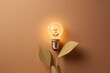 Light bulb with plant inside, ecology symbol, renewable energy, save the planet poster.