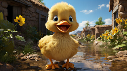 Sticker - yellow duck HD 8K wallpaper Stock Photographic Image