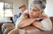 © Talia Mdlungu/peopleimages.com - Divorce, stress and senior couple on a sofa fight, argue and angry at home together. Marriage, doubt and elderly woman thinking in living room with debt, fear or anxiety while ignoring toxic partner