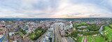 Fototapeta Miasto - amazing aerial view of the downtown and railway station of Reading, Berkshire, UK