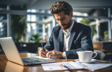 Aufkleber - businessman signing contract partnership agreement on desk in modern office.