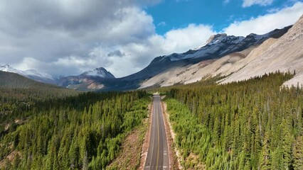 Wall Mural - the road in the mountain valley. traveling by car. landscape from the air. video for background. fal