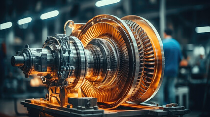 Aufkleber - Professional Jet Engine and Machinery Operators Collaborate on a New Type of a Electric Turbine Engine in Scientific Technology Lab.