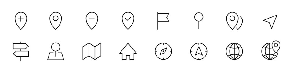 Poster - Location, navigation icon. Pin map position line icon collection. Location, navigation vector line icon. EPS 10