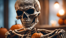 A Grinning Skeleton Ready For Some Halloween Fun Ai Generated
