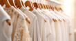 © visoot - White women clothes on hangers on rack in clothing store at department store.
