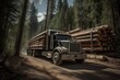 truck loaded with logs. Generative AI