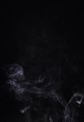 Wall Mural - smoke, gas or pollution with incense on dark background, fog or mist with vapor and mockup space in 