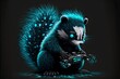 Robotic Skunk with Cyan Eyes Illustration Digital Art Inverted Colors Saturated Dark 3D SuperResolution Happy LCD OLED Electroluminescent Display Carbonated Ocean 
