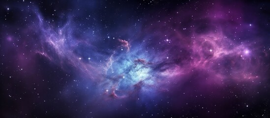 panoramic view of outer space universe with nebula stars and galaxy