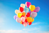Fototapeta Nowy Jork - Skybound Hearts: Heart-Shaped Balloons in Flight