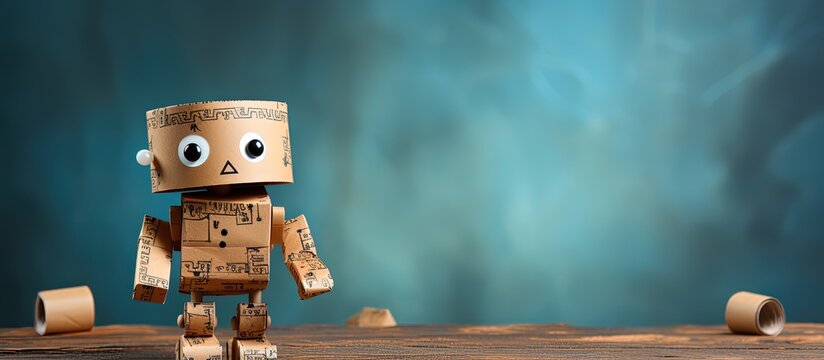 Toilet paper roll robot promotes recycling and sparks kids creativity through crafts with copyspace for text