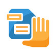 Illustration icon of hand grabbing data file, get computer file, take computer file.