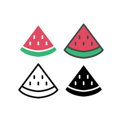 Wall Mural - Fresh Ripe Watermelon in slices for feeling summer time. Fresh red melon slice with seeds or ossicles. Food, fruit, melon, summer, water, icon. Vector illustration. Design