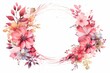 Watercolor-style pink floral ornament frame. Generative AI