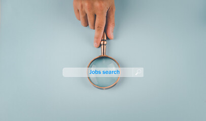 Wall Mural - search engine optimization magnifying glass tool information search work on or apply for a job onlin