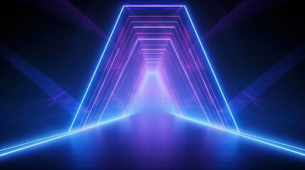 Aufkleber - Colorful laser show in a virtual tunnel with neon lights
