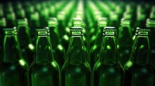 Background Of An Empty Green Beer Bottle Close Up